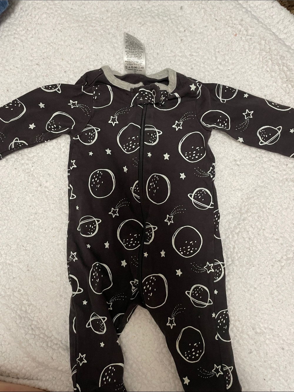 Black Space-Print Baby One-Piece Romper - Unbranded